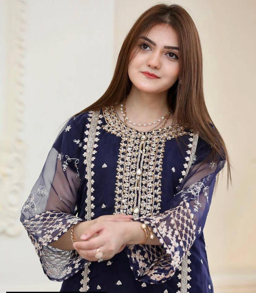 3 Pcs Woman Stitched Organza Embroidered suits