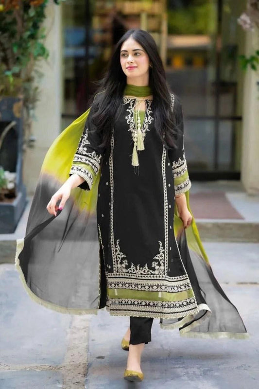 3 Pcs Woman’s Unstitched Embroidered Suits