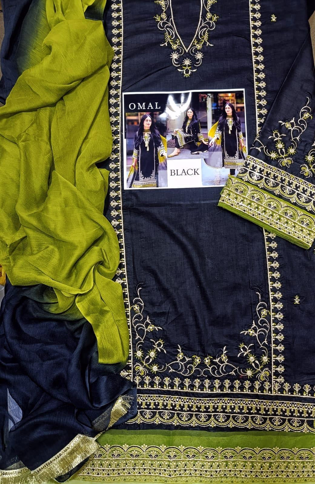 3 Pcs Woman’s Unstitched Embroidered Suits