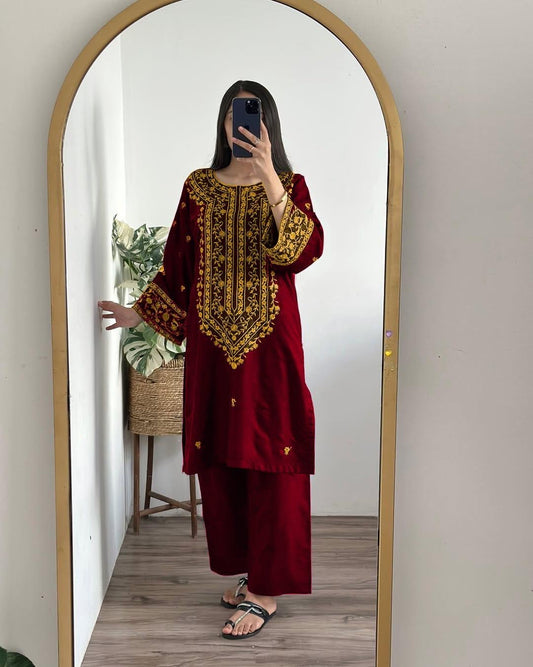 2 PCs Stitiched Embroidered suits