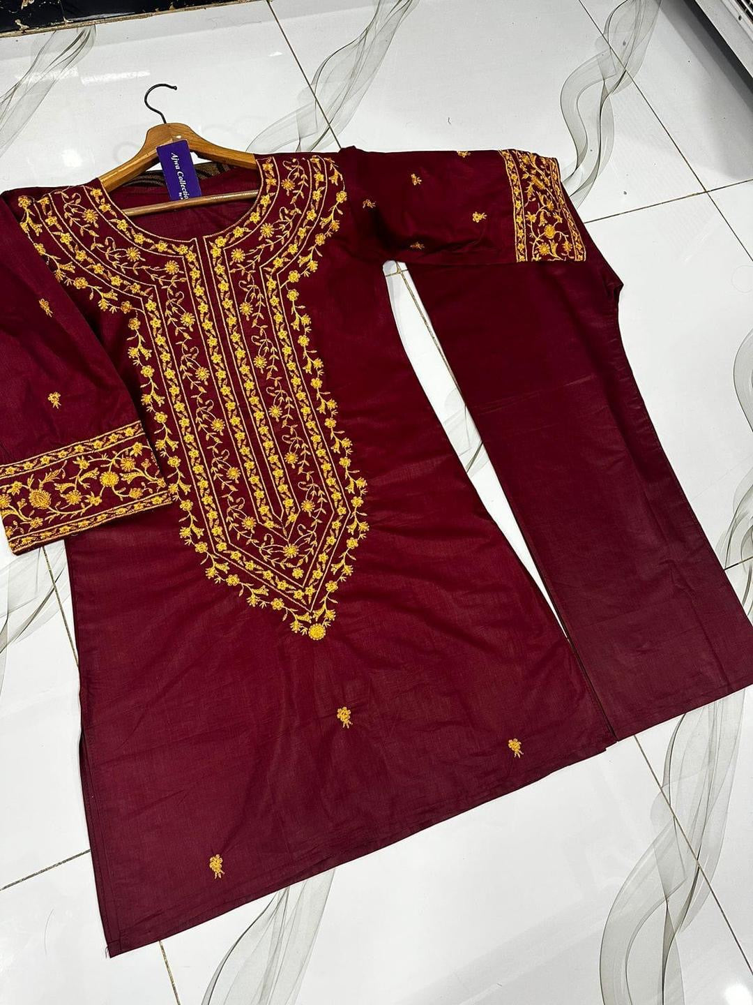 2 PCs Stitiched Embroidered suits
